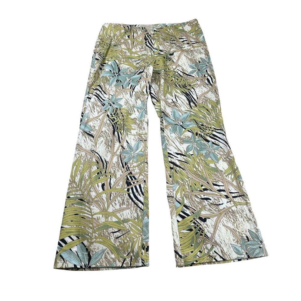 Cache Tropical Print Cropped Straight Leg Pants Womens Boho Resort Jungle Sz 12